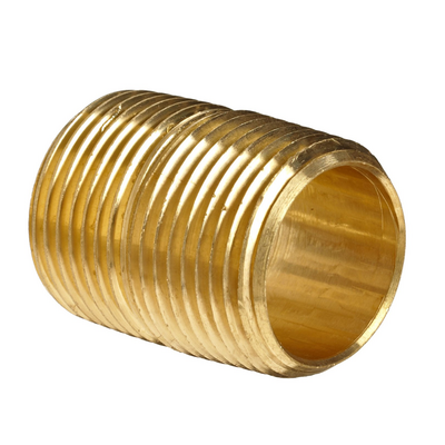 112-N4 FLOFLEX BRASS PIPE FITTING<BR>CLOSE NIPPLE 1/2" MALE X 1/2" MALE NPT